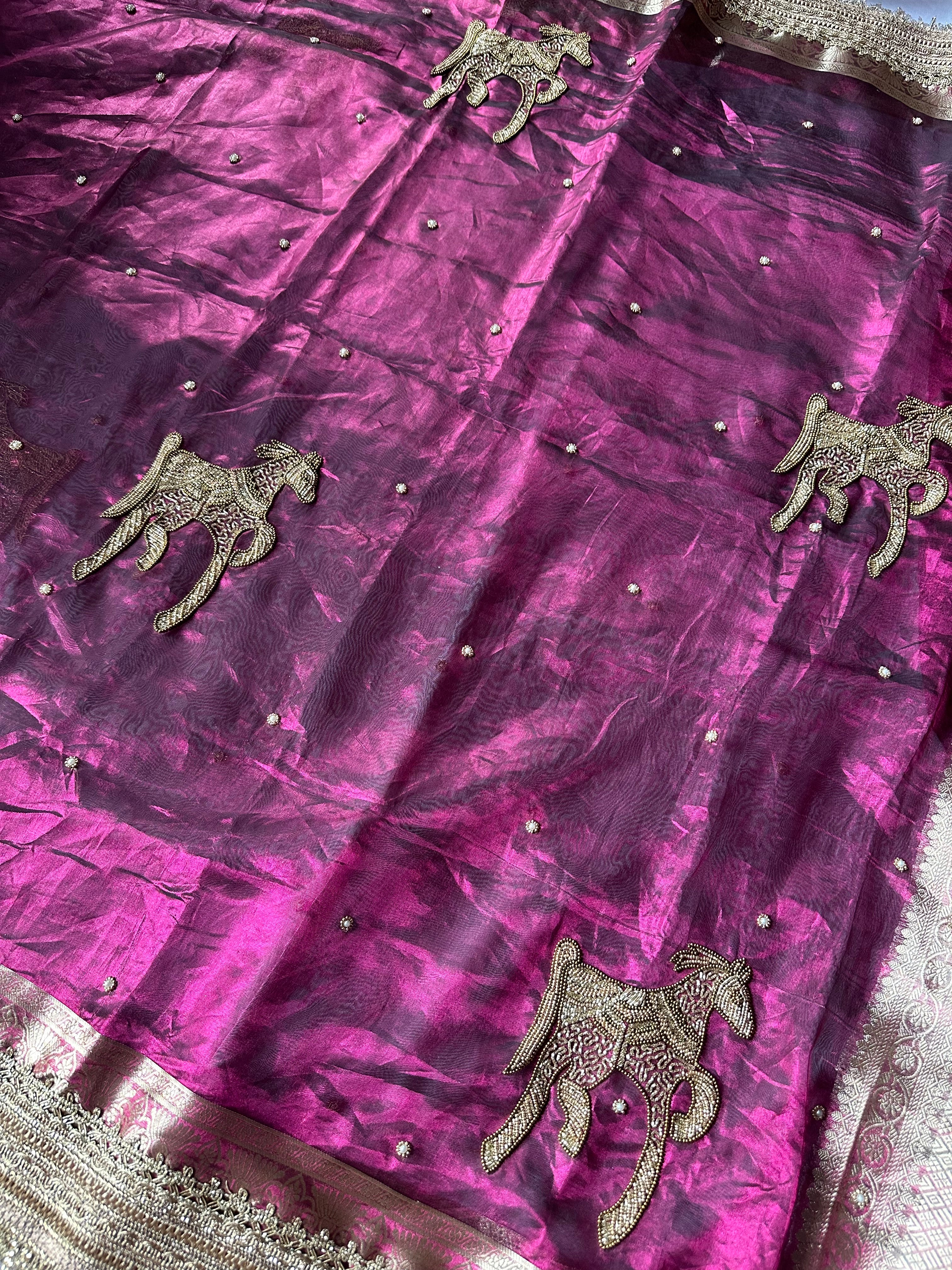 Chetak - Pure Tissue Silk Saree With Hand Embroidery