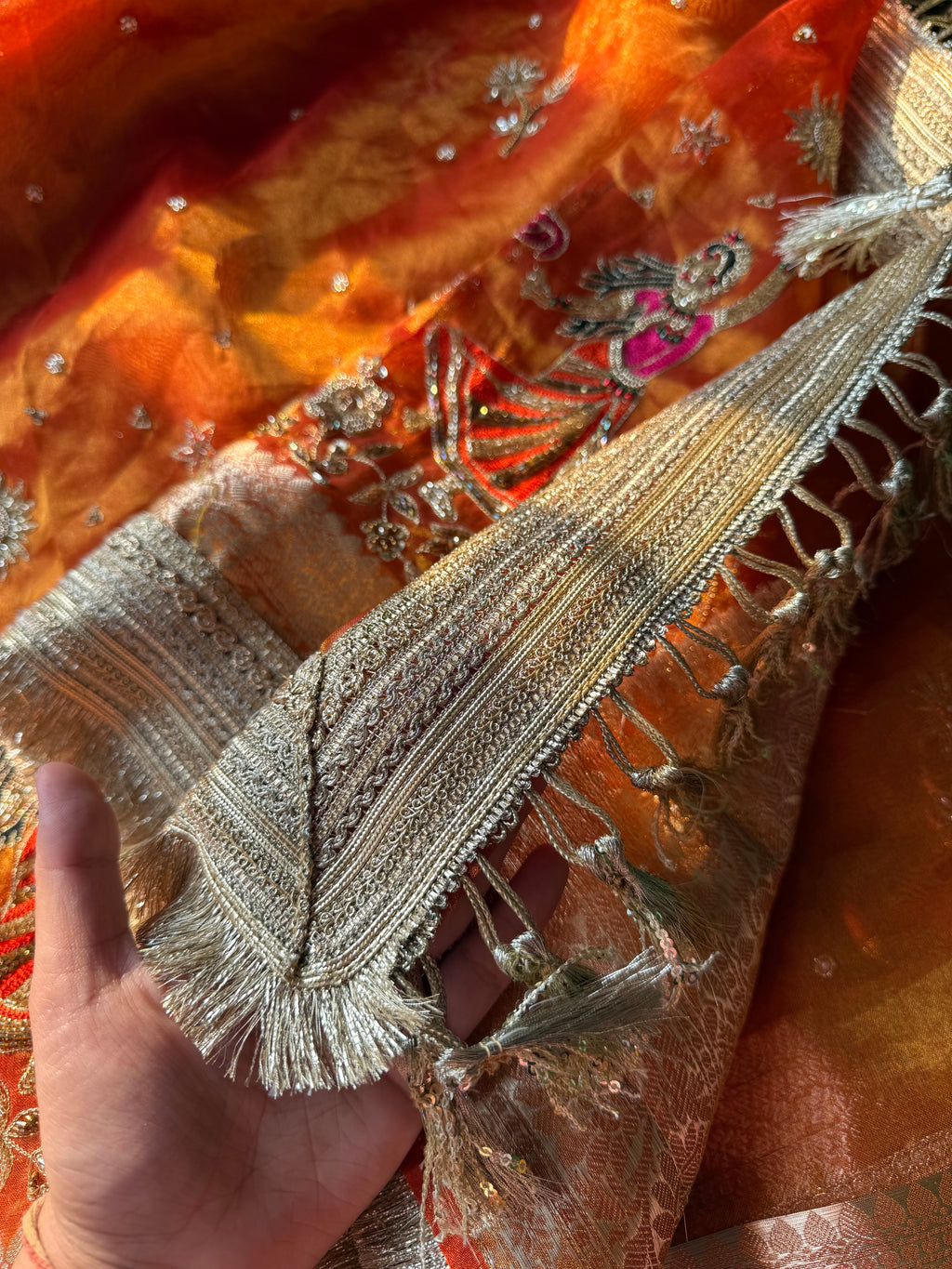 Pure Tissue Silk Saree With Hand Embroidery