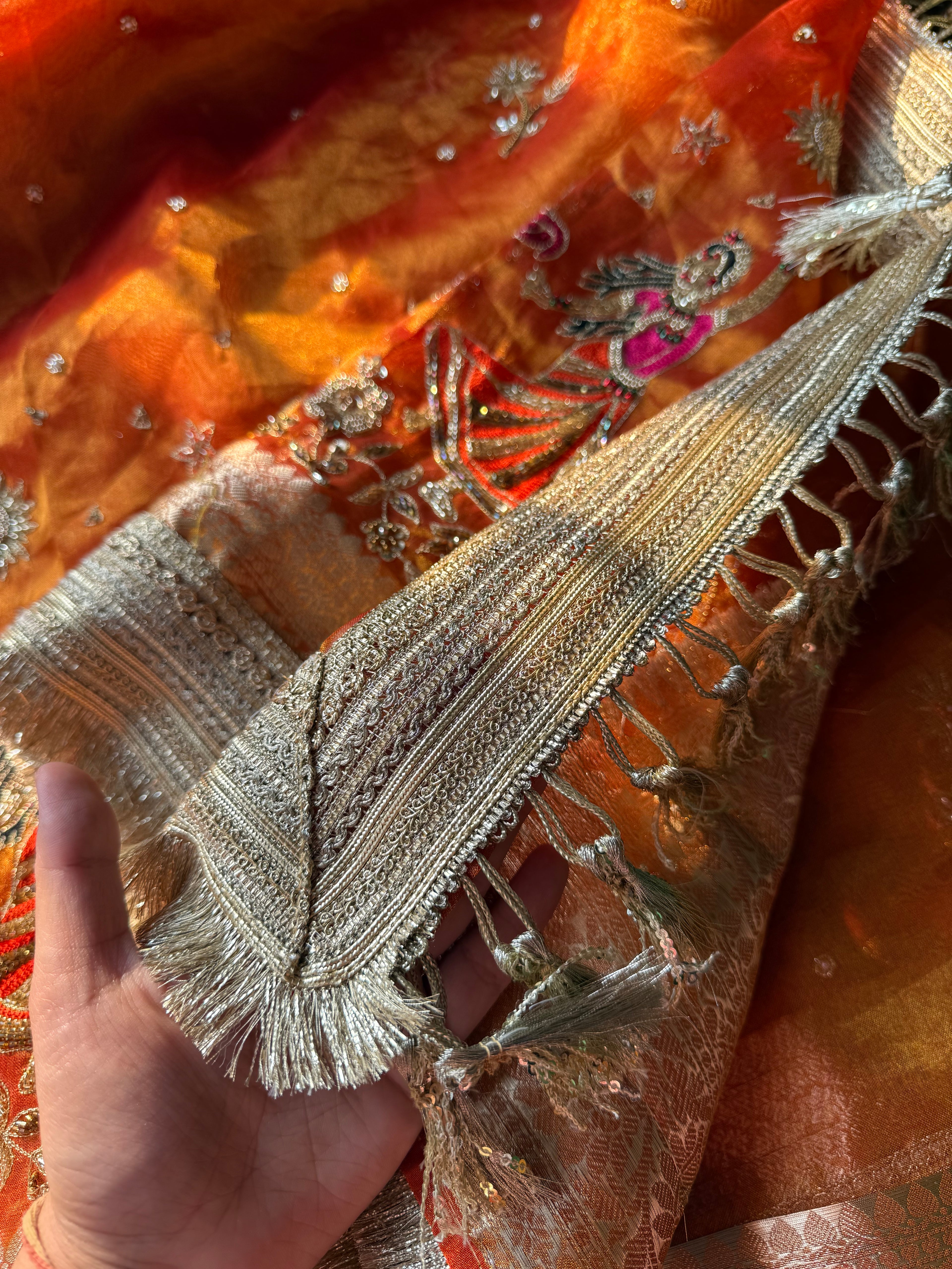 Pure Tissue Silk Saree With Hand Embroidery