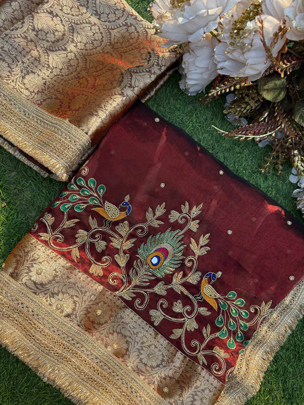 Reception Waali Saree - Pure Tissue Silk Saree With Hand Embroidery