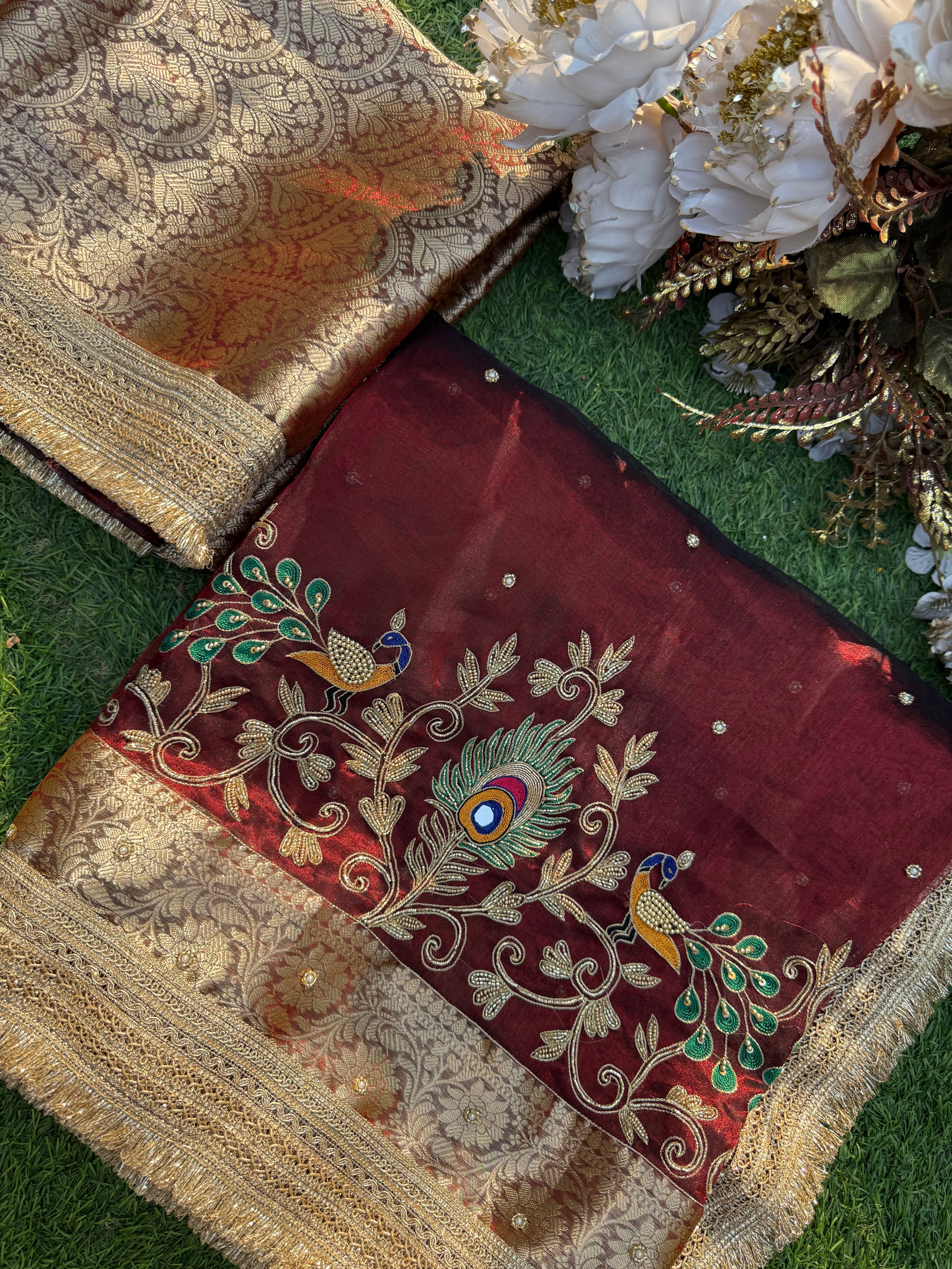 Reception Waali Saree - Pure Tissue Silk Saree With Hand Embroidery