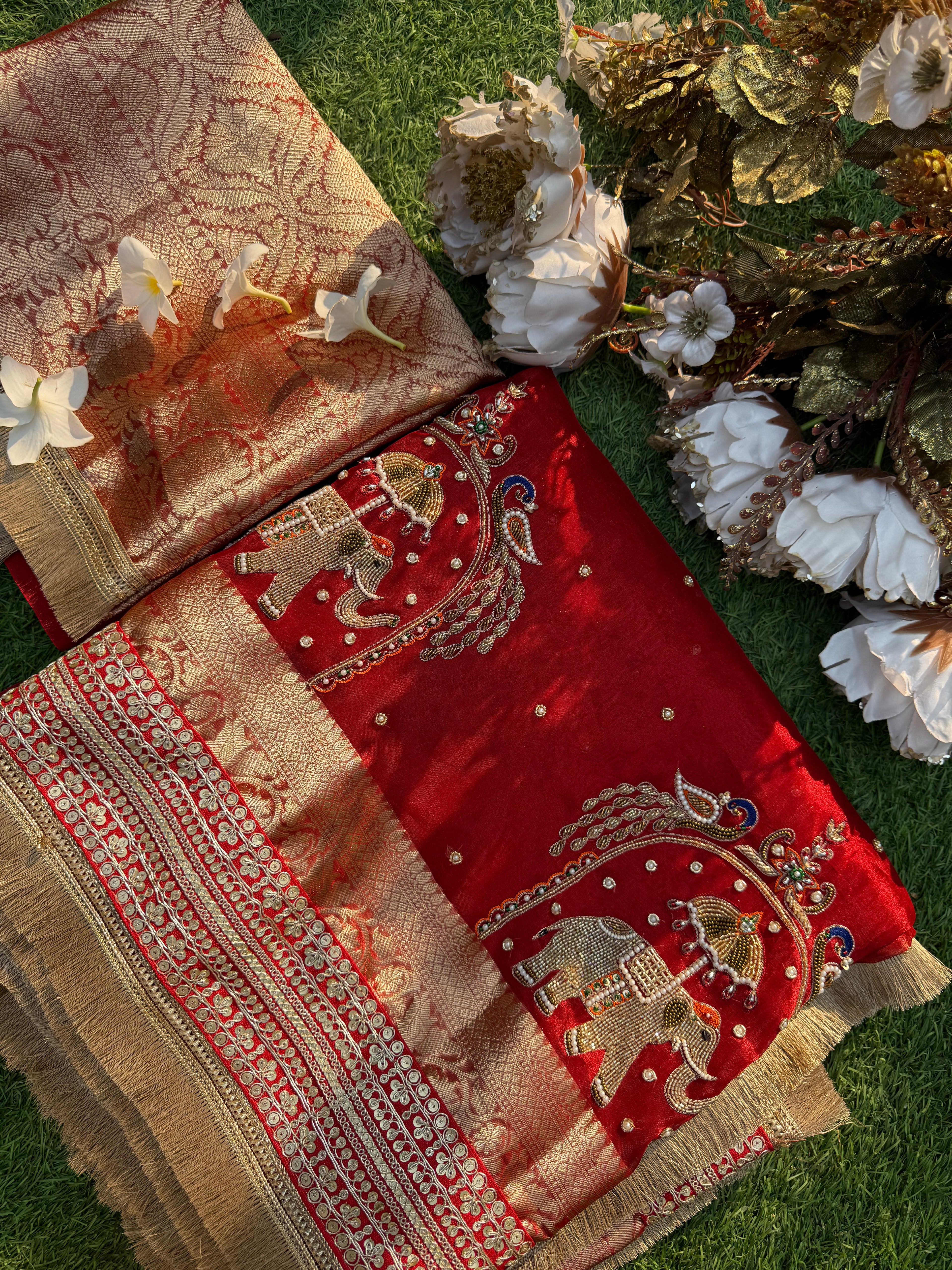 GajRaj - Pure Tissue Silk Saree With Hand Embroidery