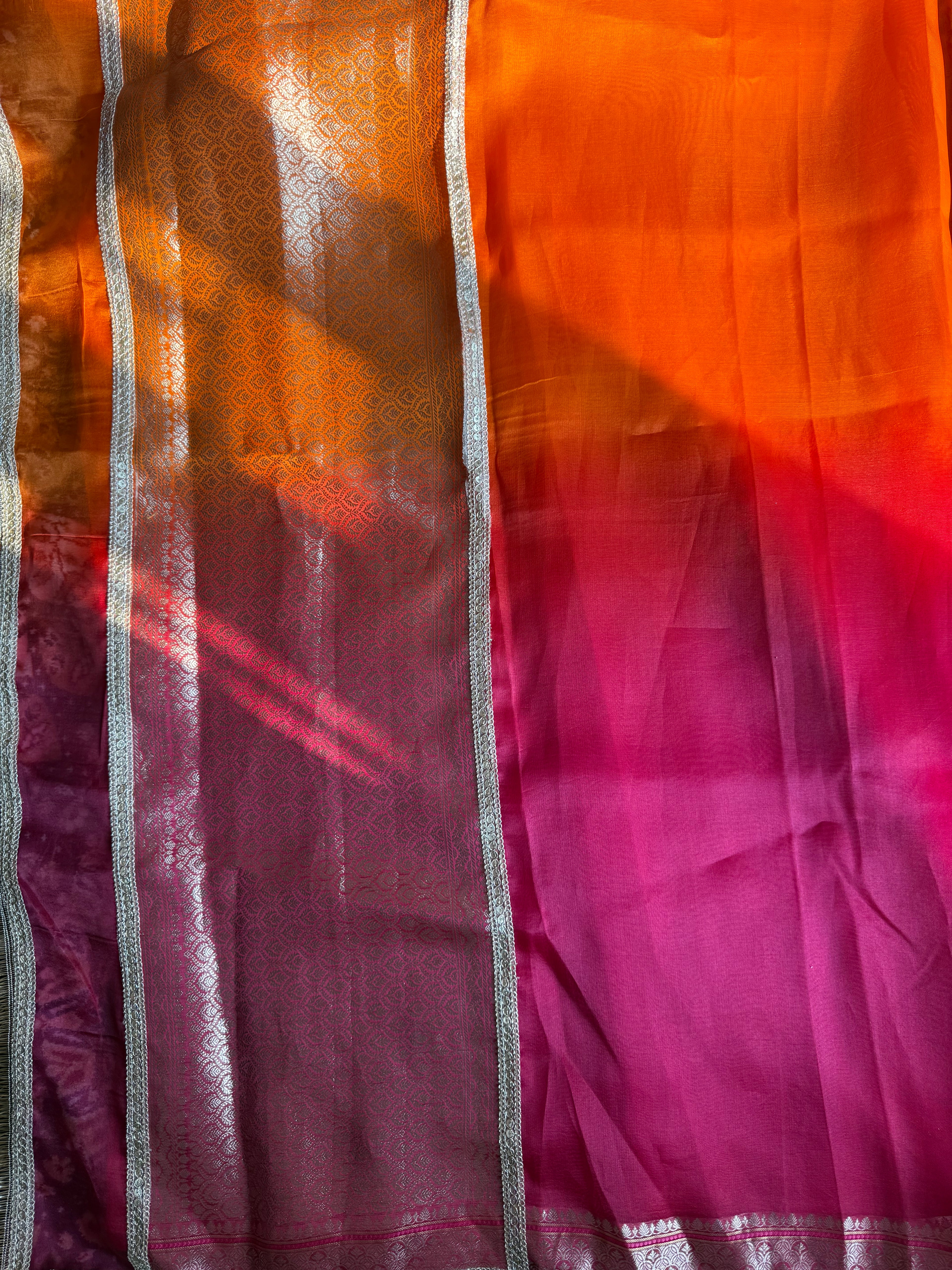 Chaandni — Pure Banarasi Organza Silk Saree in Ombré Shade