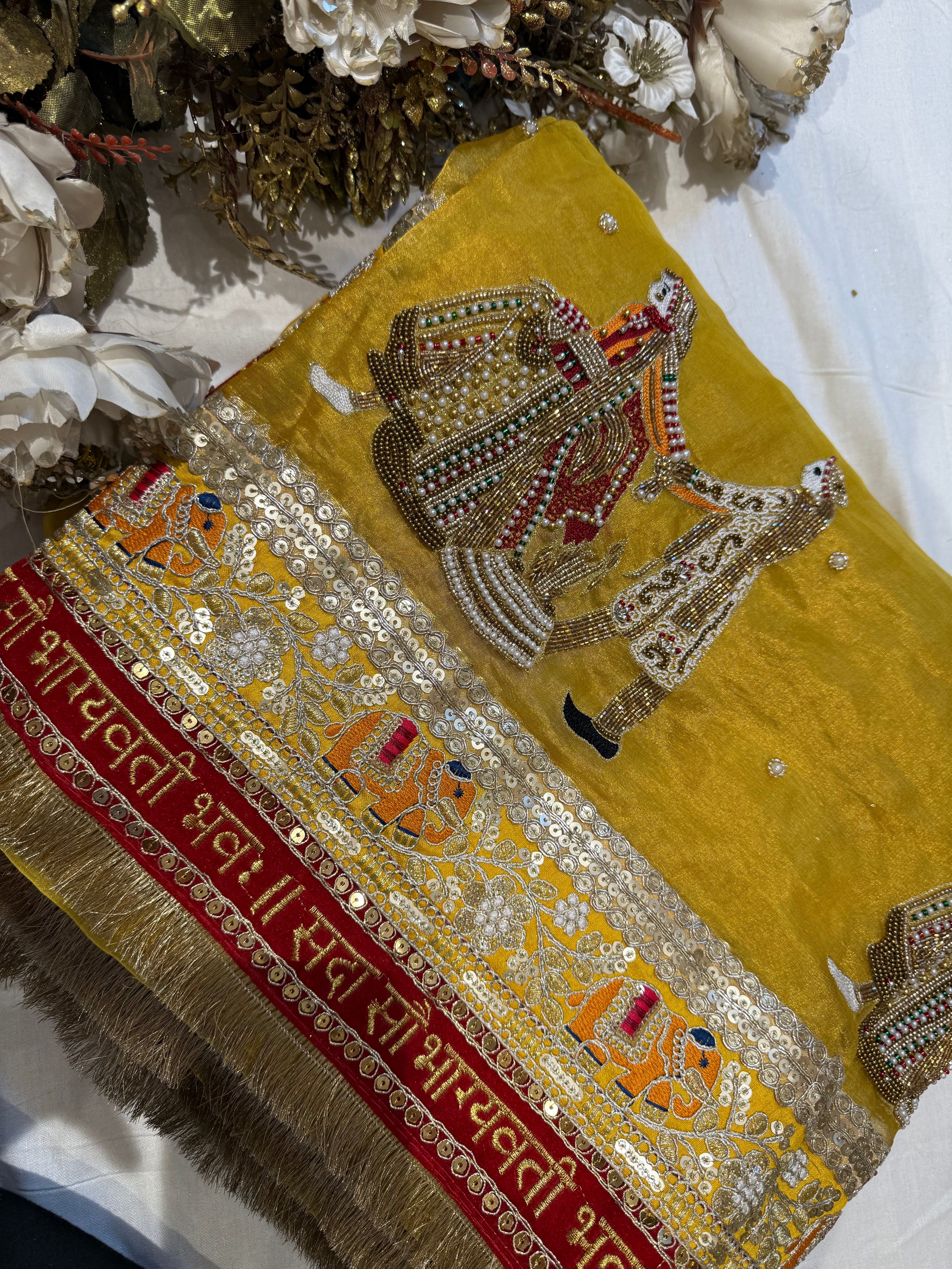 Yellow Varmala Saree With Saat Vachan