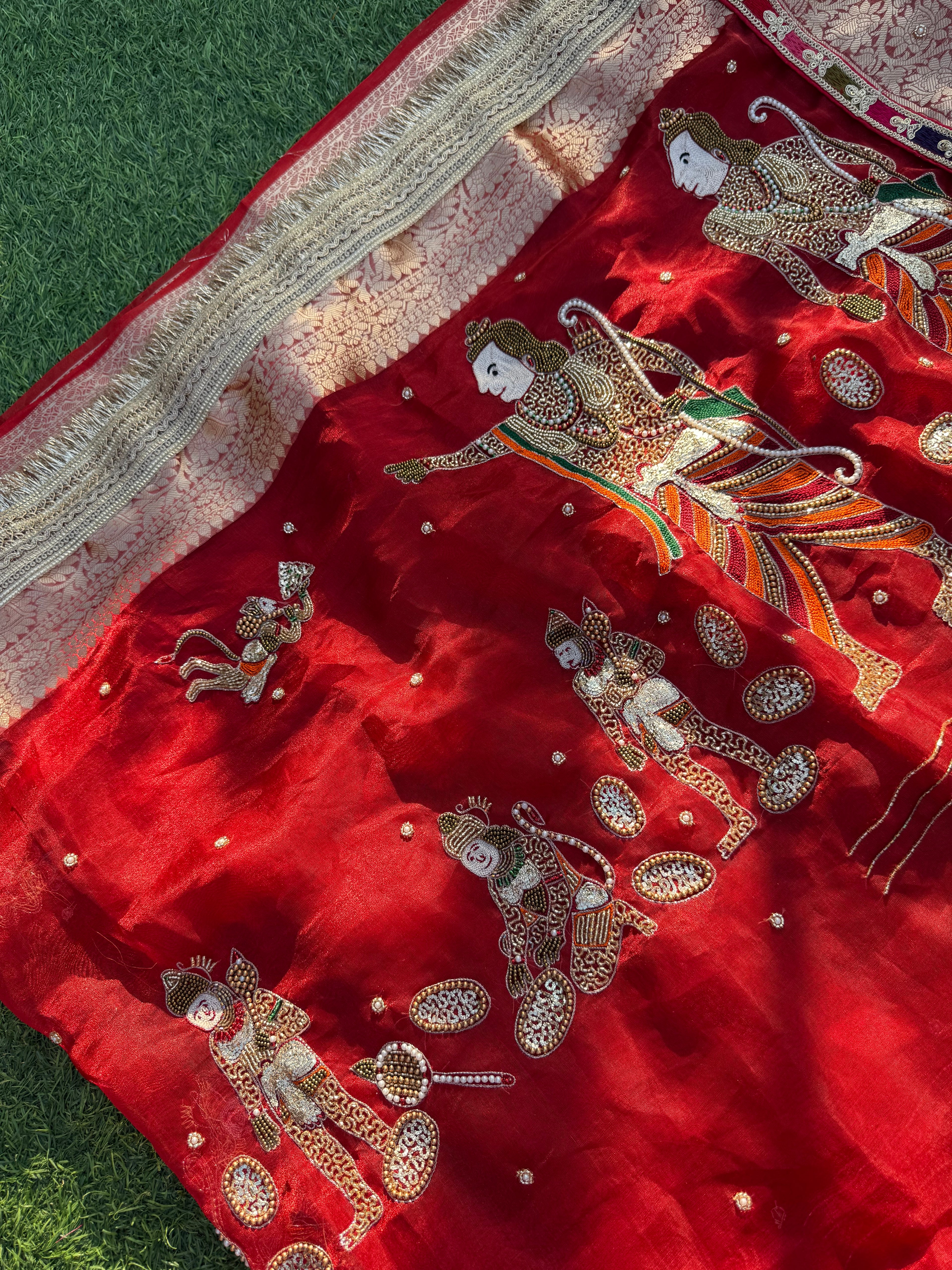 Pooja Waali Saree - Pure Tissue Silk Saree With Hand Embroidery