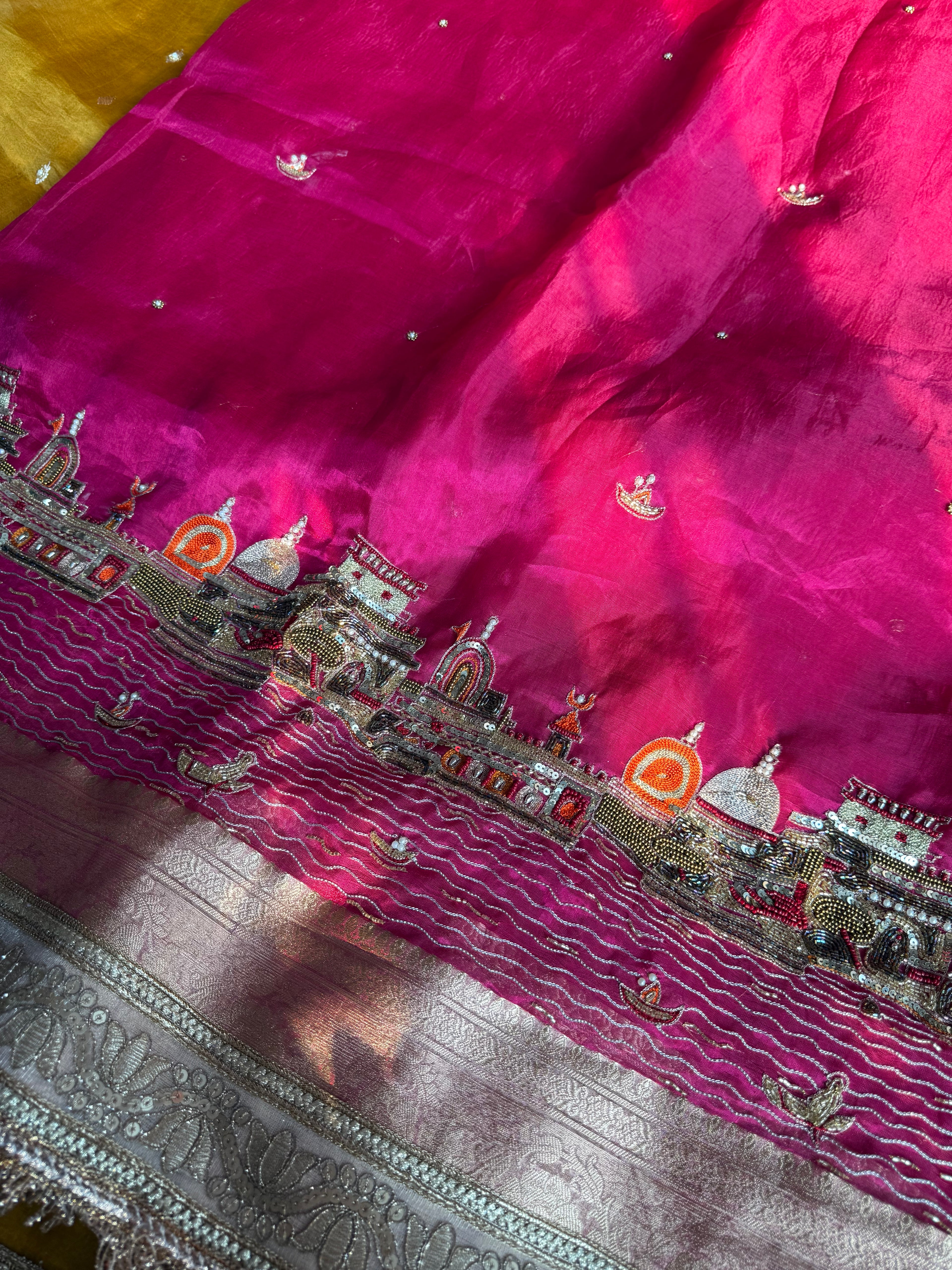 Ghat Banarasiya - Pure Tissue Silk Saree With Hand Embroidery