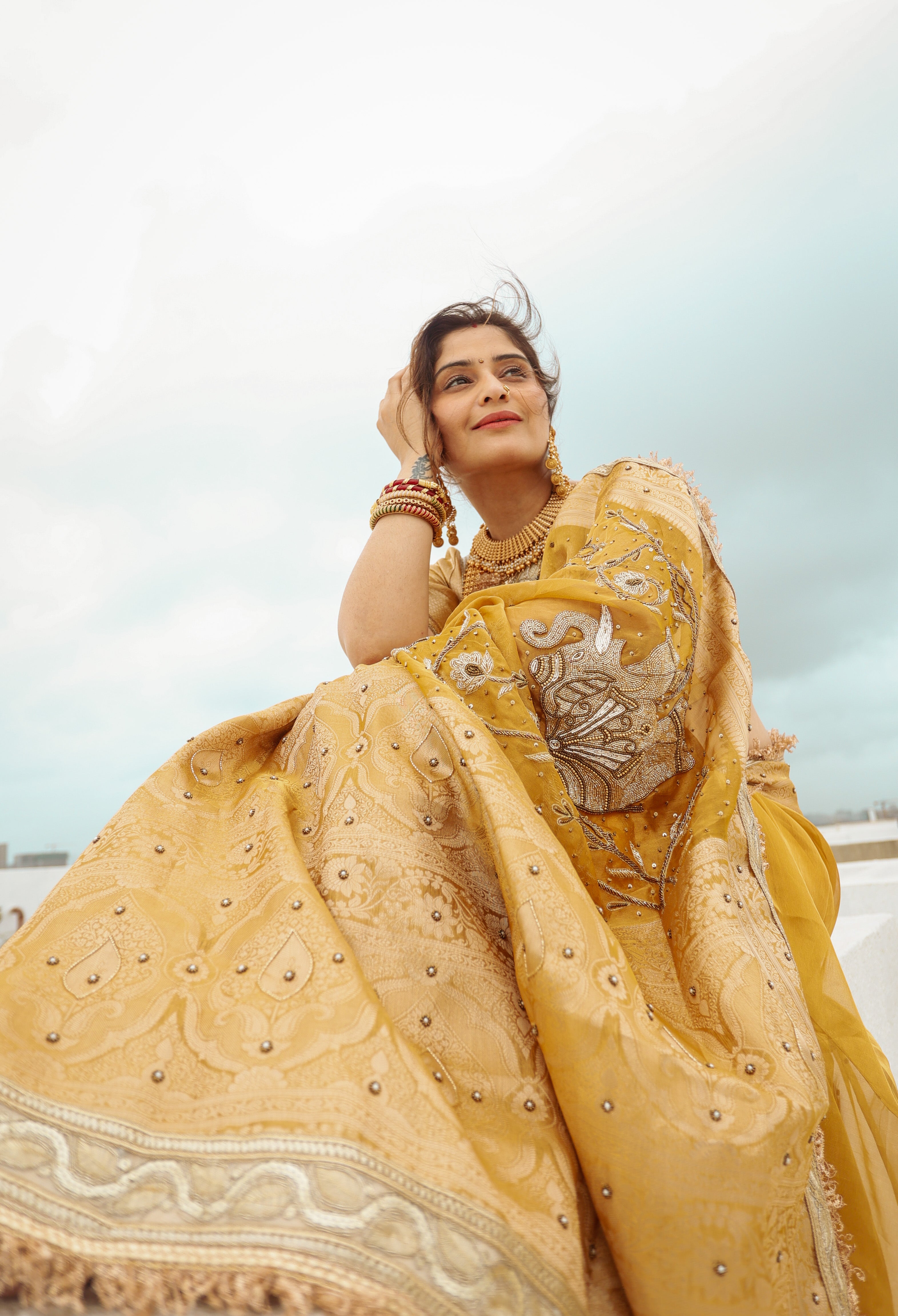 Arti Waali Saree - Pure Tissue Silk Saree With Hand Embroidery