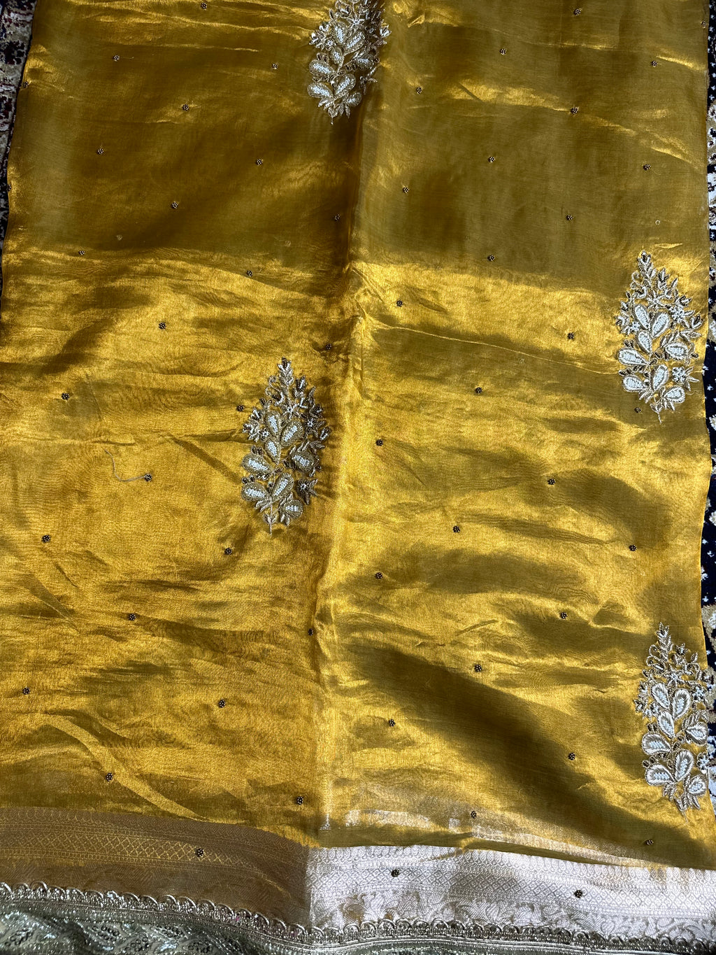 Pure Tissue Silk Saree With Hand Embroidery