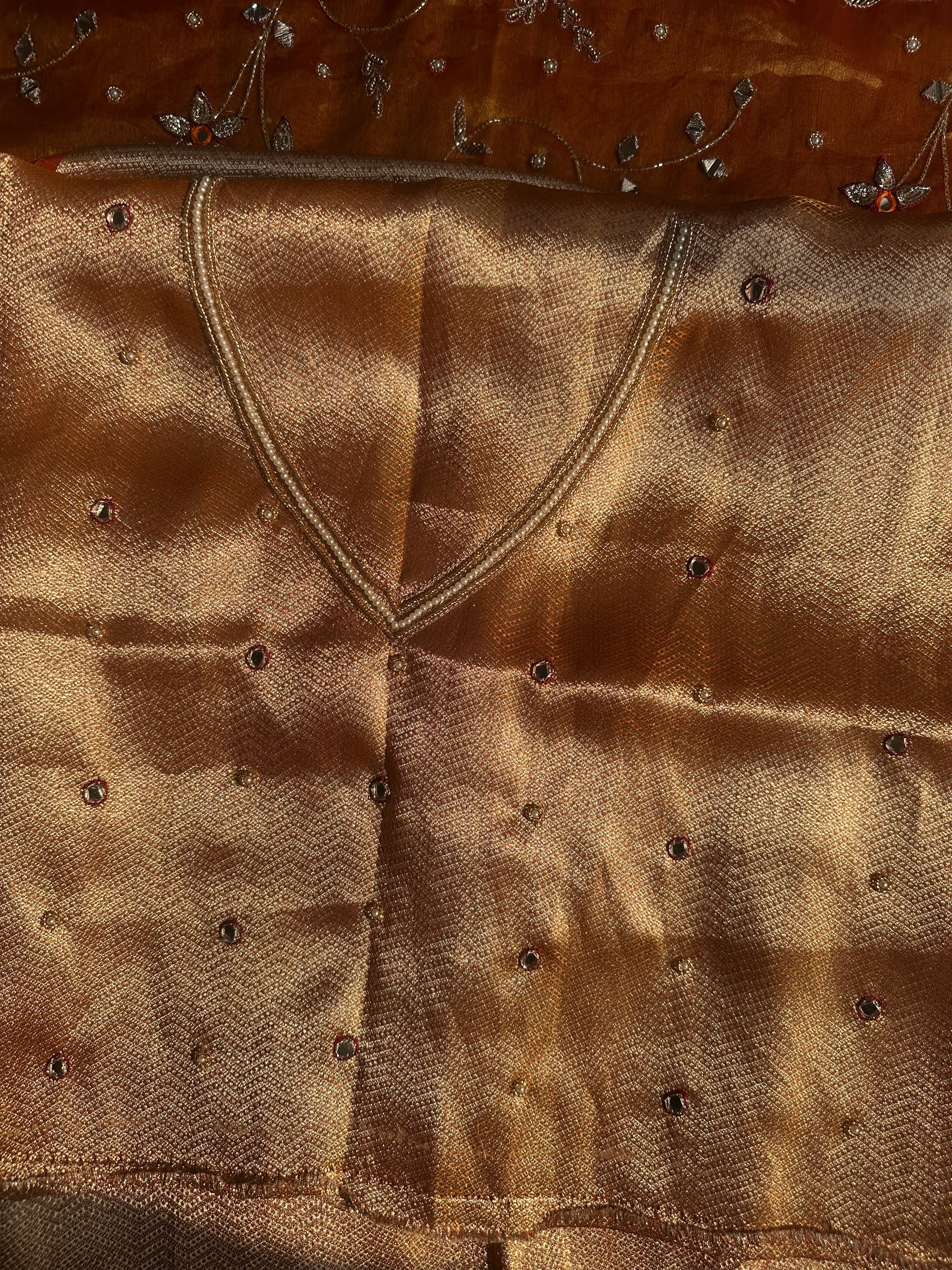 Pure Tissue Silk Saree With Hand Embroidery