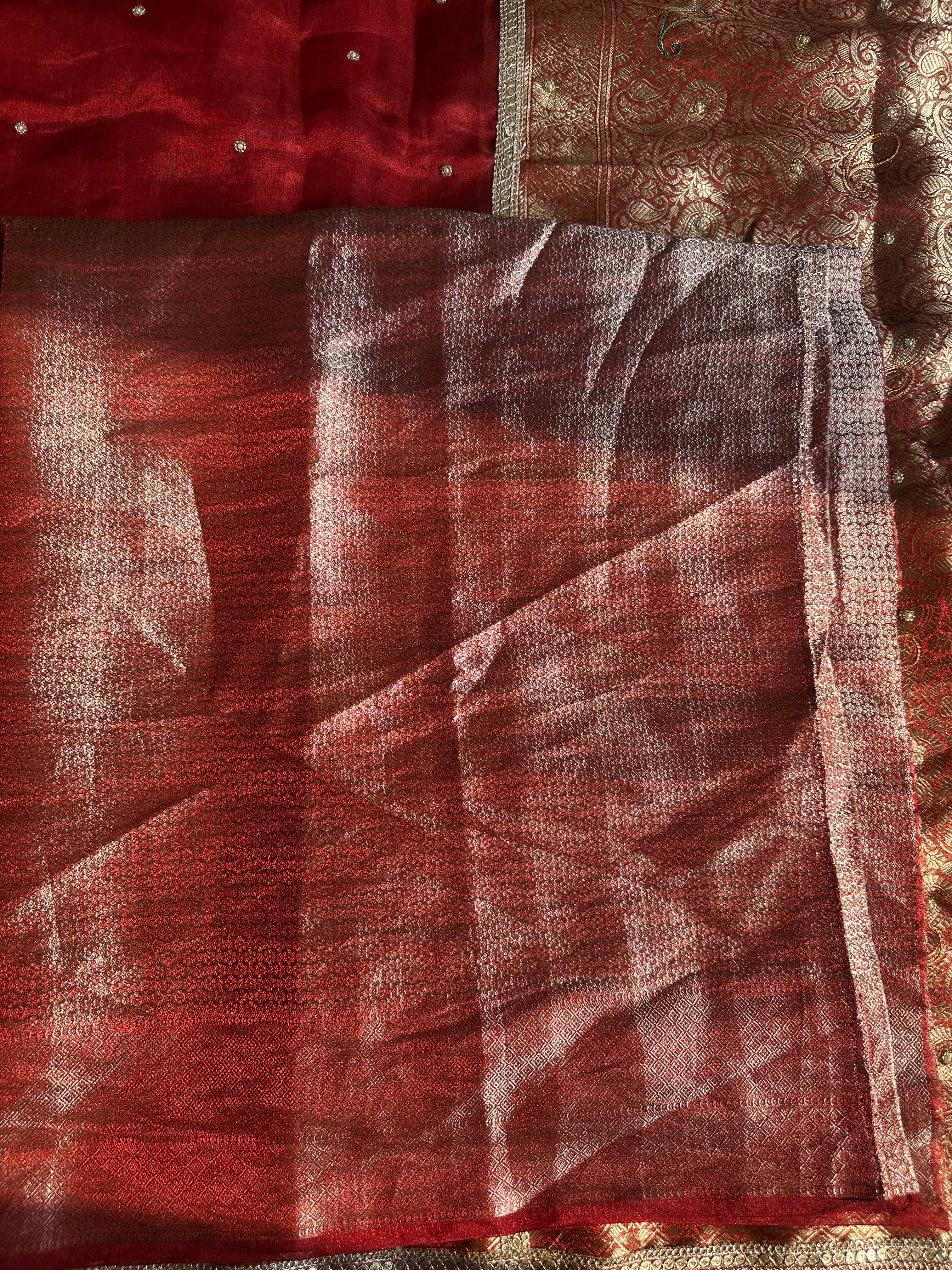 Pure Tissue Silk Saree With Hand Embroidery