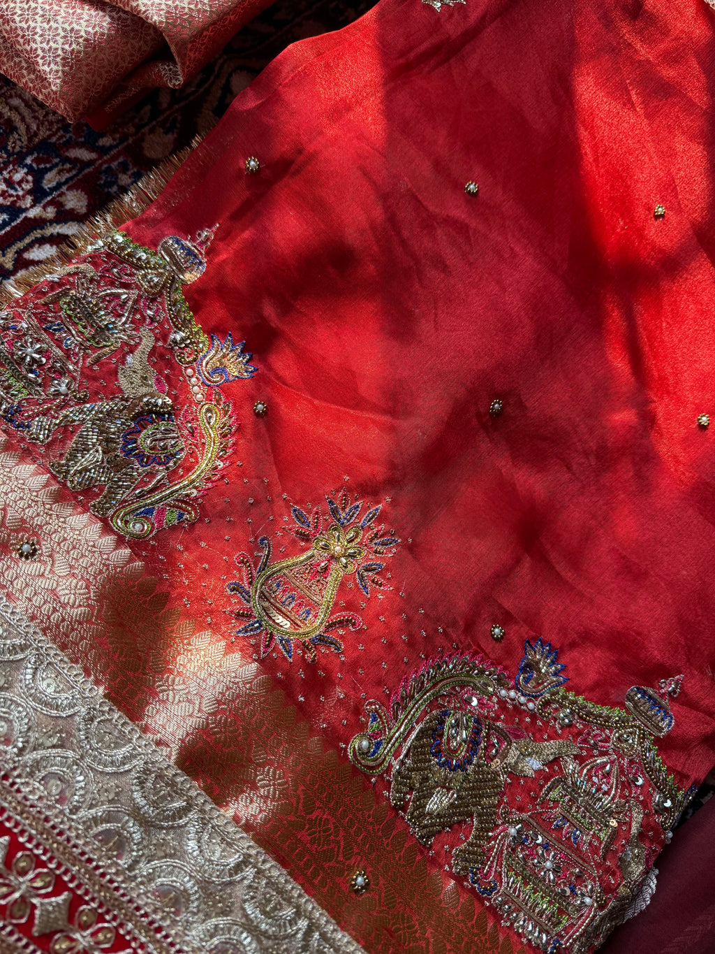 Pure Tissue Silk Saree With Hand Embroidery