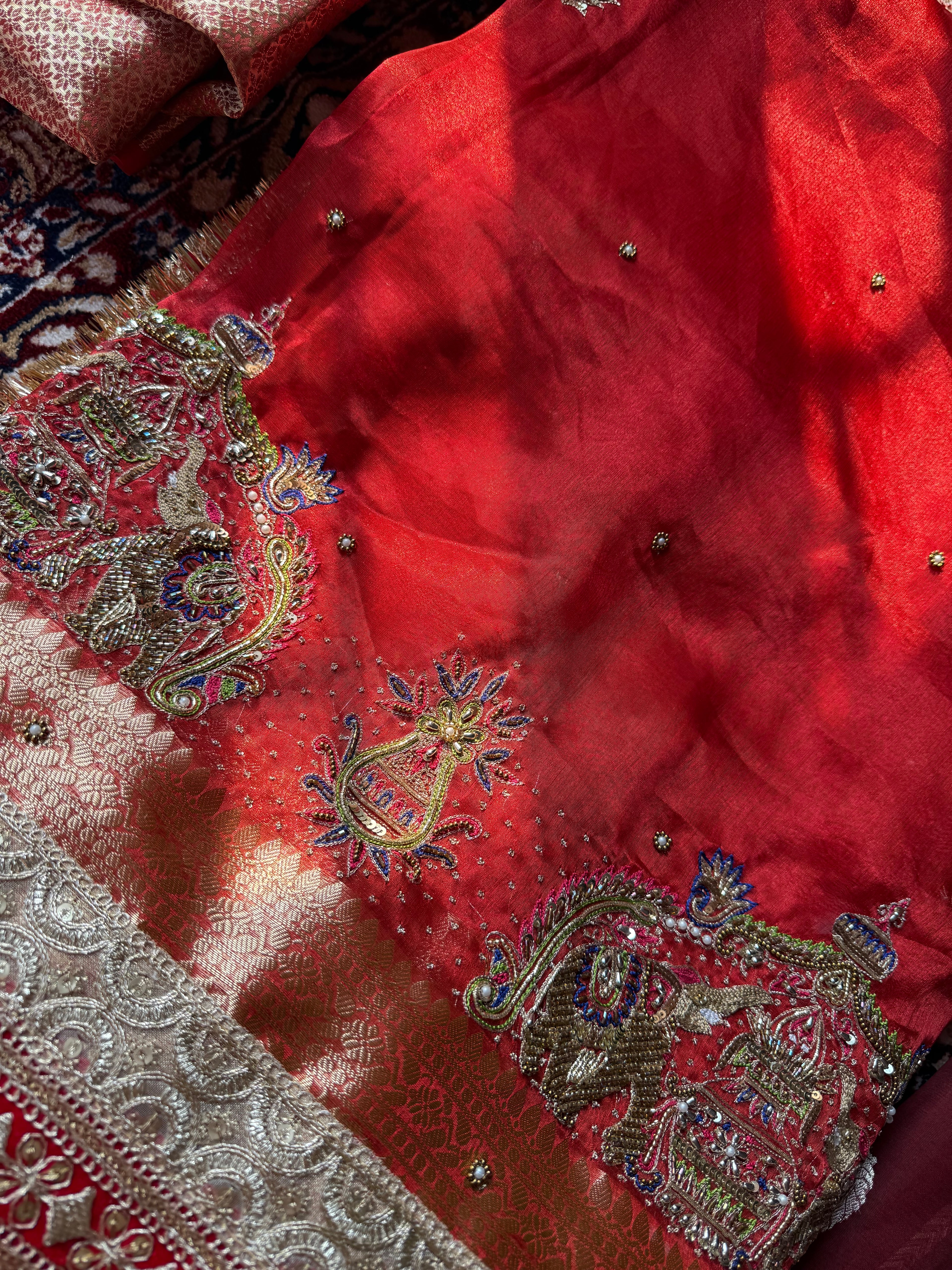 Pure Tissue Silk Saree With Hand Embroidery