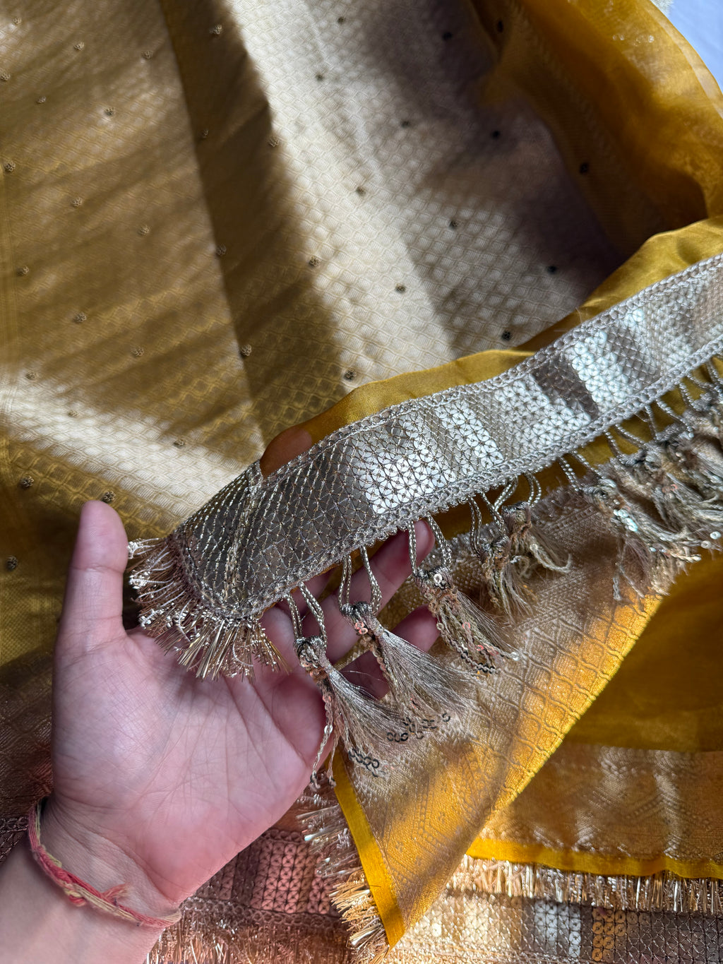 Pure Tissue Silk Saree With Hand Embroidery