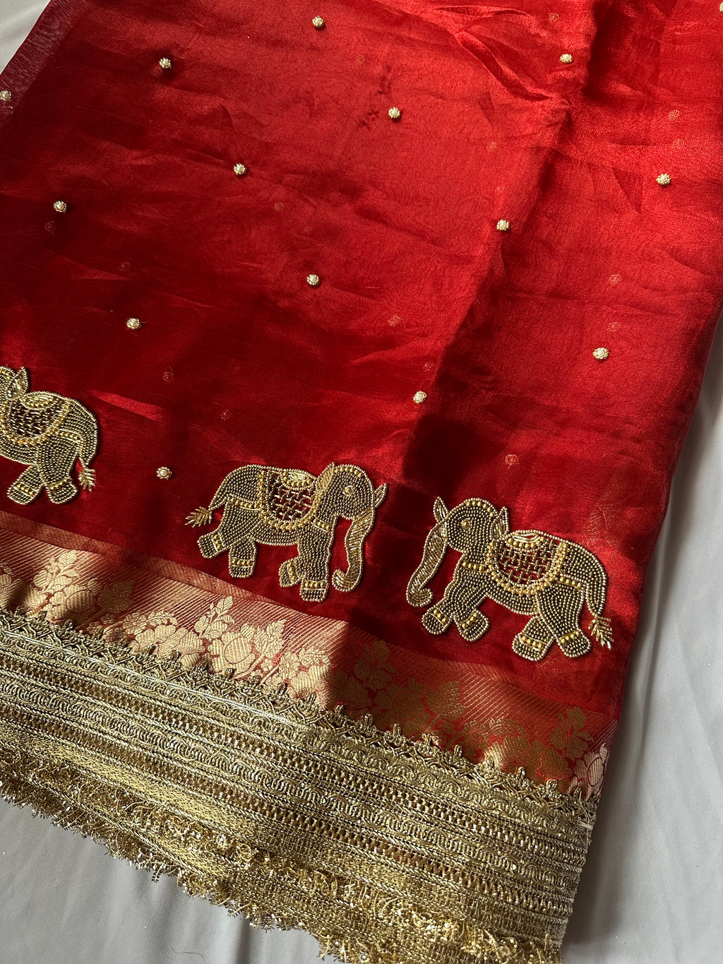 Shaadi Ka Sandook - Red Pure Tissue Silk Saree With Hand Embroidery