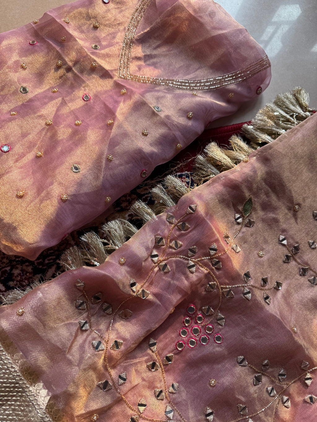 Pure Tissue Silk Saree With Hand Embroidery