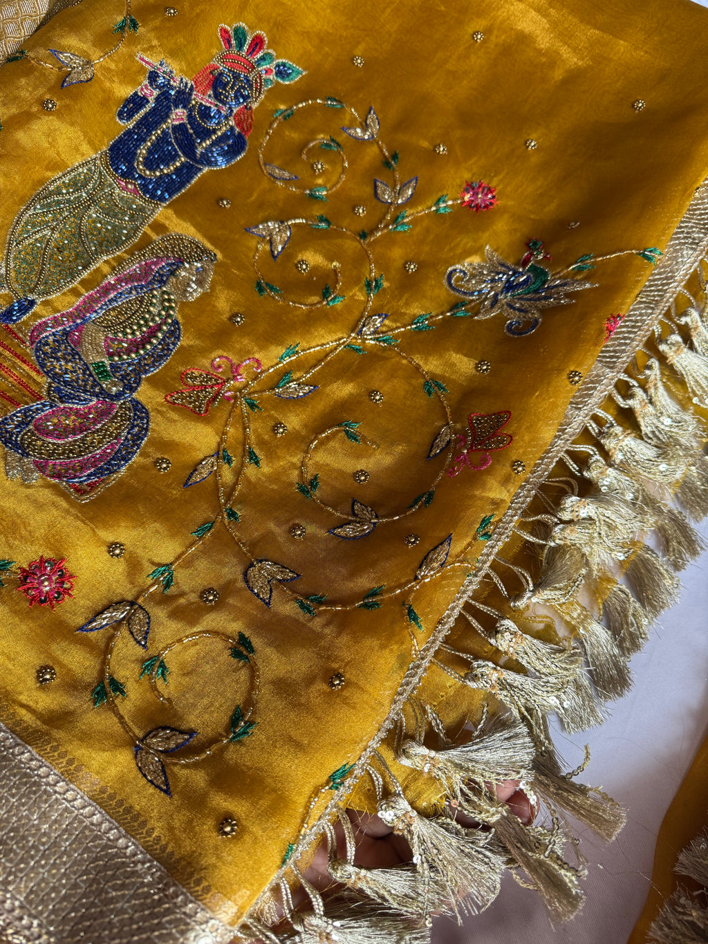 Pure Tissue Silk Saree With Hand Embroidery