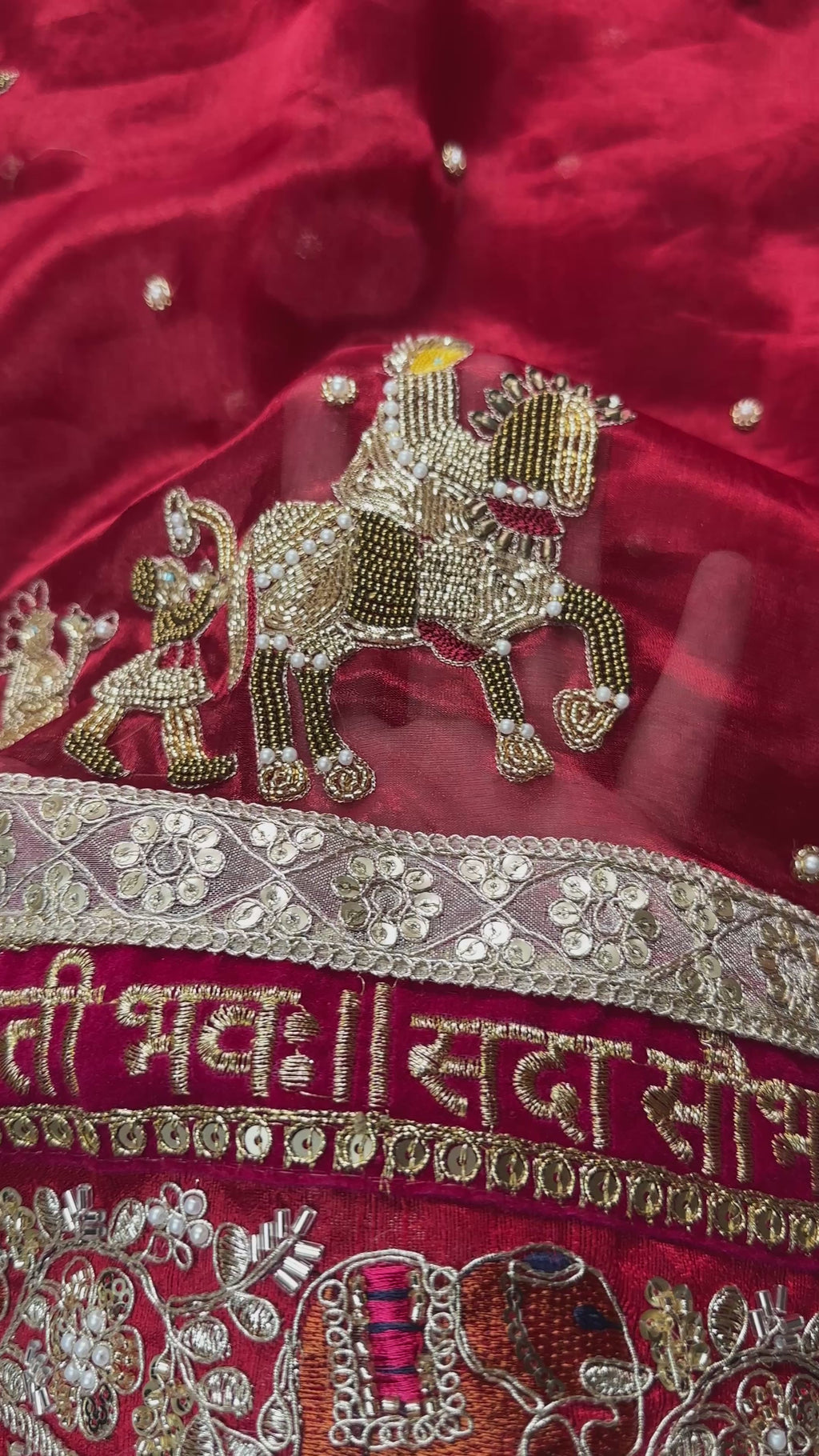 Dulhan Waali Saree - Red Pure Tissue Silk Saree With Hand Embroidery