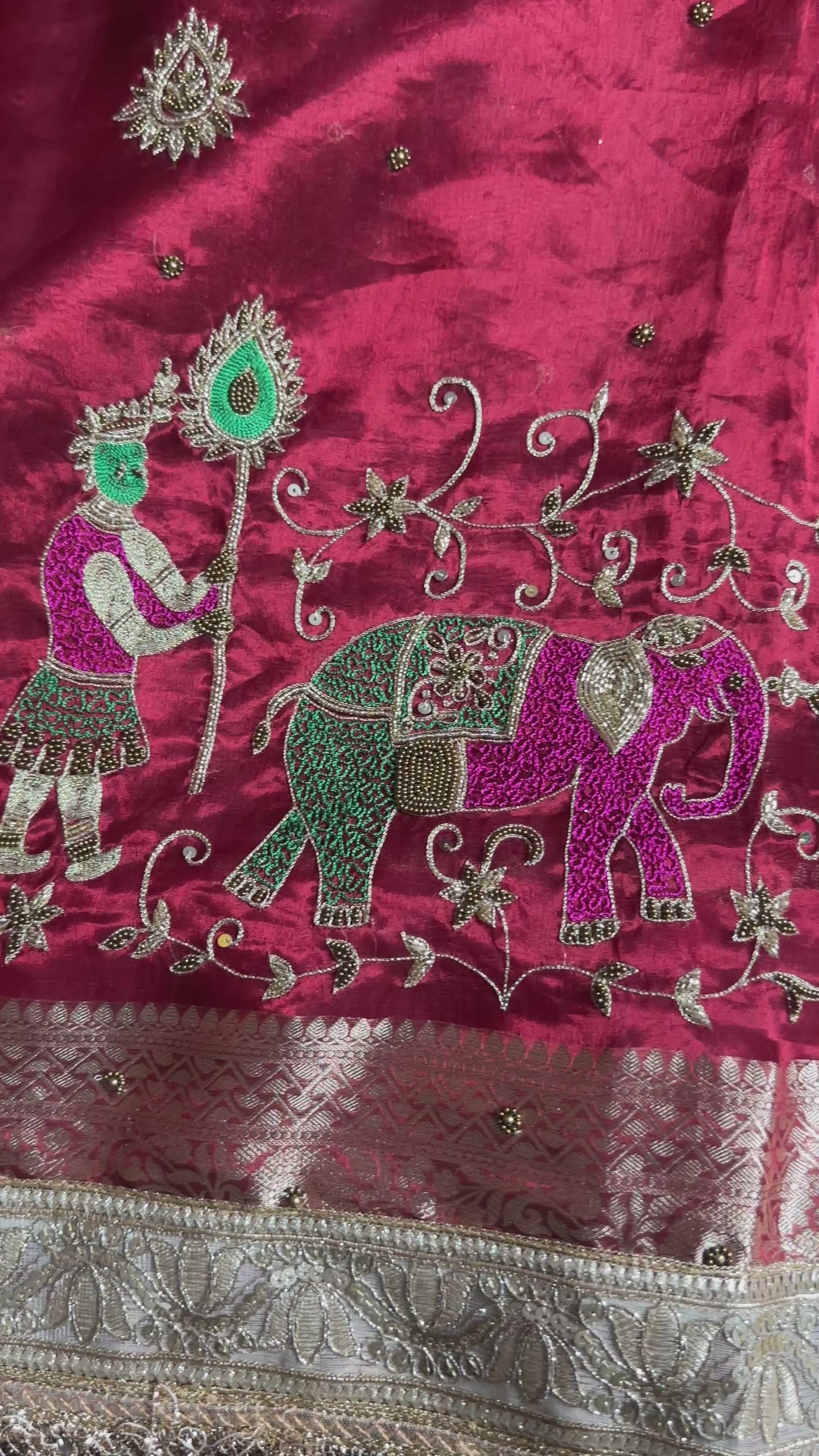 Pure Tissue Silk Saree With Hand Embroidery