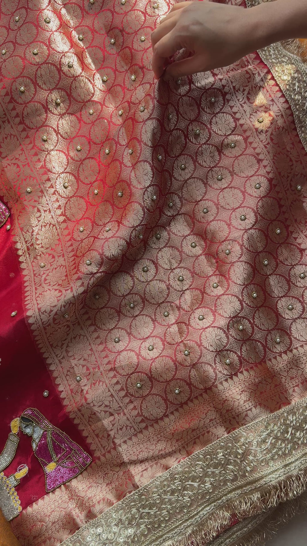 Sindoor - Pure Tissue Silk Saree With Hand Embroidery