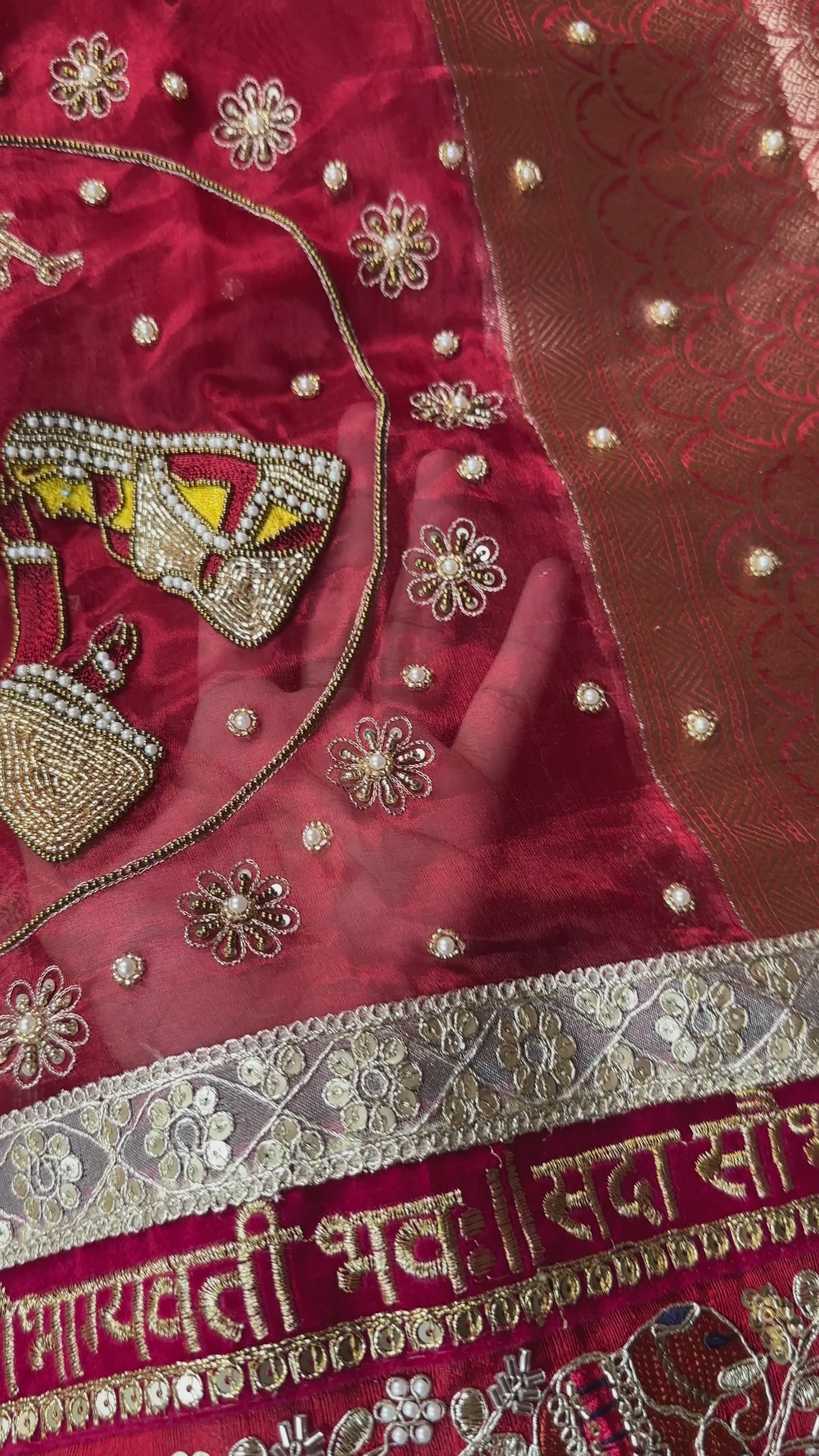 Dulhan Waali Saree - Red Pure Tissue Silk Saree With Hand Embroidery